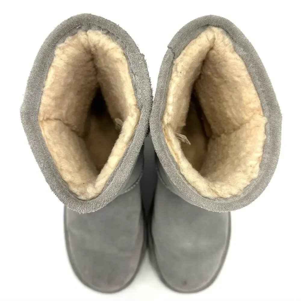 BearPaw Elle Big Girls Winter Boot Size 5 Gray Suede Wool Waterproof Short Boot